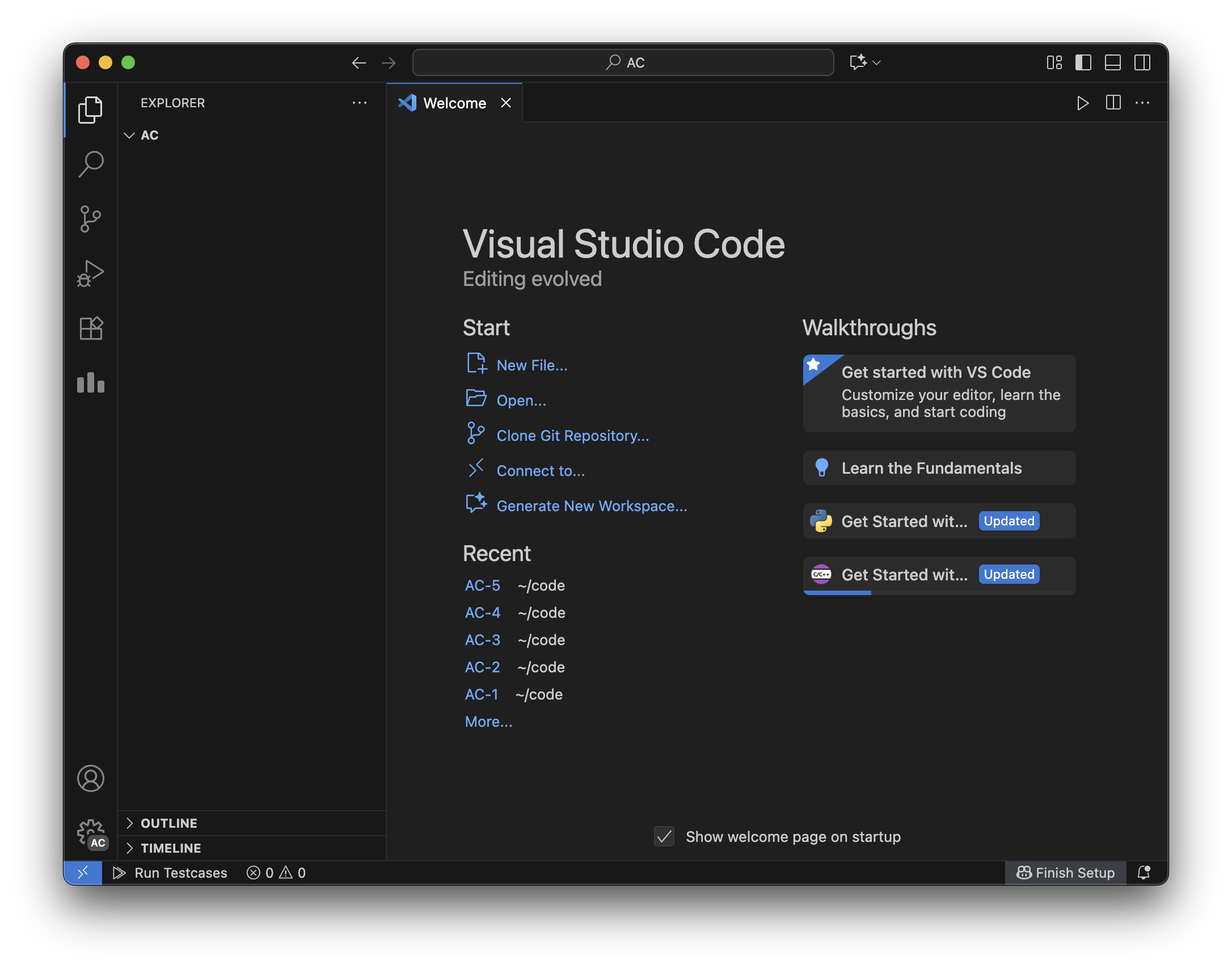 VS Code 初始界面